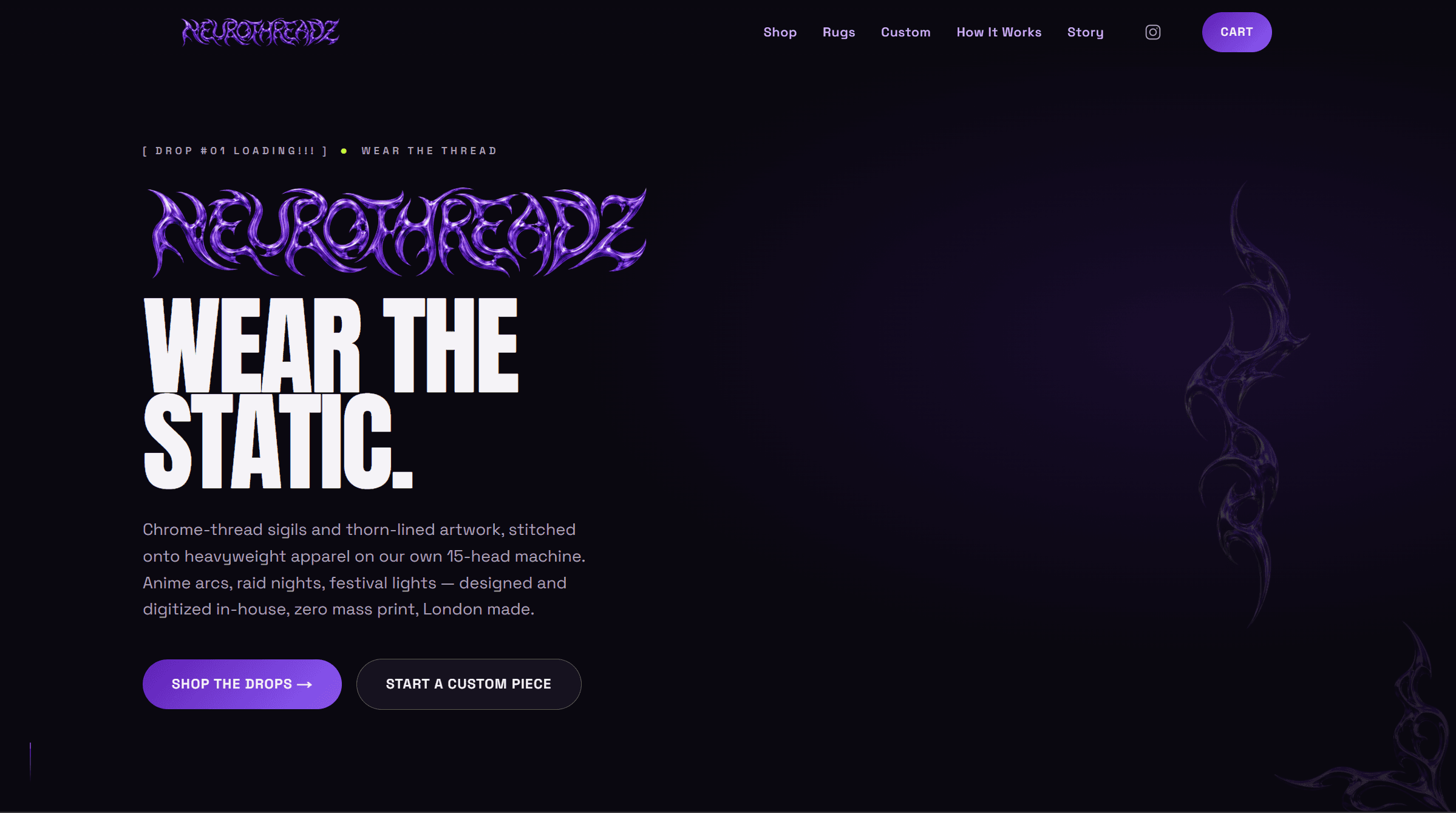 The neurothreadz store — custom stitched apparel and patches.